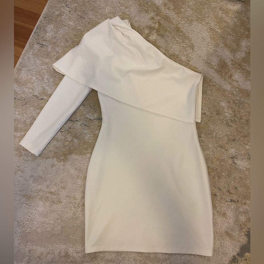 Misguided One Shoulder White Dress